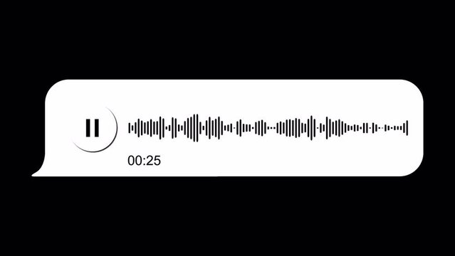 Voice audio message transparent speech bubbles animation with alpha channel, transparent background