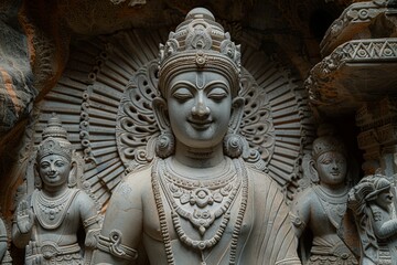 8K Cosmic God: Sculpted amidst Heavenly Rays and Intricate Landscapes