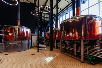 Modern brewery. Craft beer production line