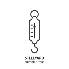 Steelyard line icon. Scales vector symbol. Editable stroke.