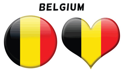 Fototapeta premium Belgian flag in rounded and heart shape buttons