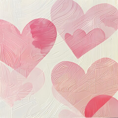 Elegant Cream Pattern with Slight Opacity and Translucent Pink Hearts - Delicate and Romantic Design for Love-themed Projects