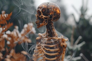 Fototapeta premium Smoke-Wrapped Resurrection: A Vintage Mechanical Rebirth
