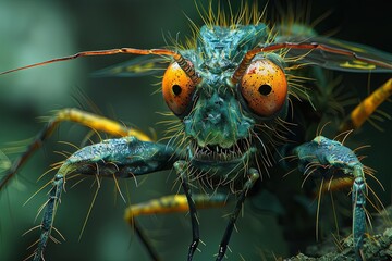 Intricate Cinematic Rendering of a Slender Humanoid Insect Creature