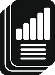 Black and white vector icon of a bar graph report suitable for business presentations