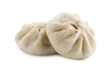 Delicious bao buns (baozi) isolated on white