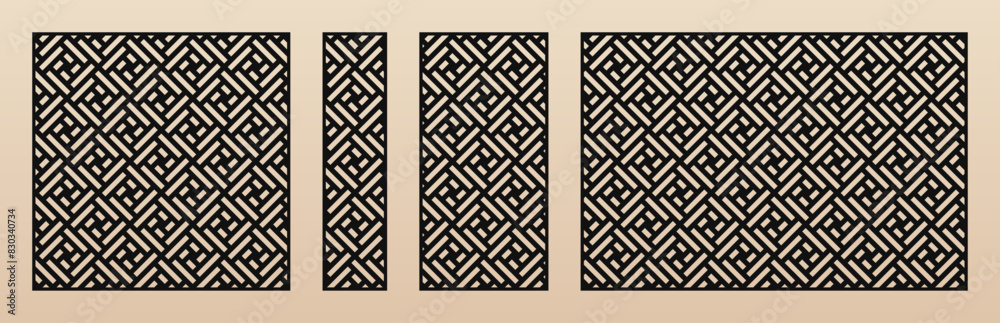 Poster laser cut panels. abstract geometric pattern with lines, squares, grid. decorative template for lase