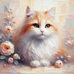 Oil painting of beautiful cat