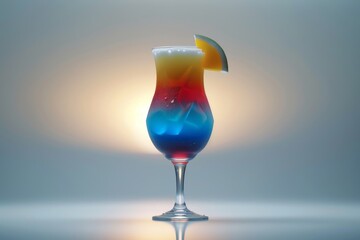 Colorful layered cocktail in a curvy glass, a visual treat perfect for festive occasions or summer parties