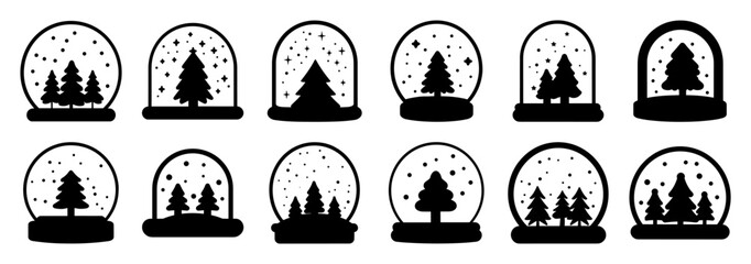 Snow globe silhouette set vector design big pack of illustration and icon