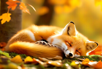 Cute Fox Sleeping - Powered by Adobe