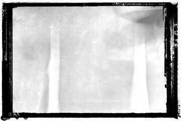 Vintage photo film frame of a middle format old camera wet plate photo frame of an olda camera technique with dust, scratches, noise  on transparent background.	
