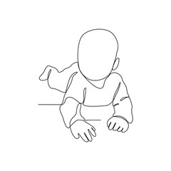 One continuous line drawing of step by step baby grow up baby phase vector illustration. Baby grow up activity in simple linear concept design vector. Cute Baby themes design illustration for asset.