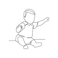 Fototapeta premium One continuous line drawing of step by step baby grow up baby phase vector illustration. Baby grow up activity in simple linear concept design vector. Cute Baby themes design illustration for asset.