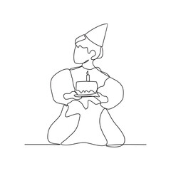 One continuous line drawing of children birthday party vector illustration. Children's birthday parties are a whirlwind of joy and excitement, where laughter echoes through the air and smiles.