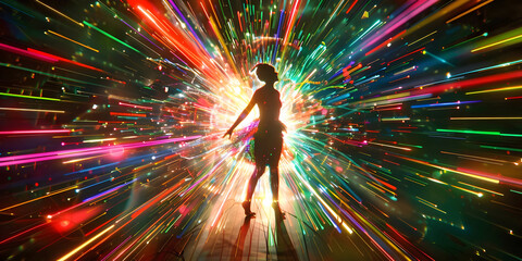 Fototapeta premium dancing girl silhouette, ai generated.