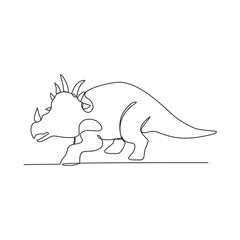 One continuous line drawing of Dinosaurs vector illustration. Dinosaurs animal themes in simple continuous line design vector concept. Dinosaurs were a diverse group of reptiles that ruled the Earth.