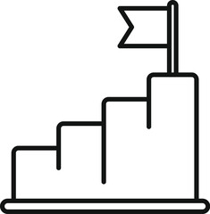 Minimalist line drawing of steps leading to a flag symbolizing achievement and success