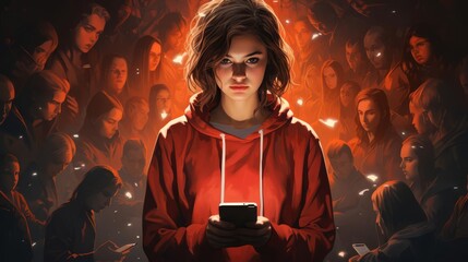 A teenager confidently standing up to cyberbullying