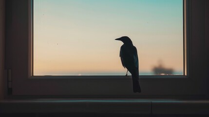 A bird perched on an open window sill, symbolizing the connection and opportunity in freedom