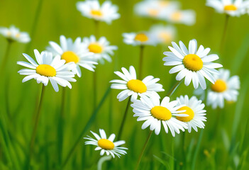 Spring Daisy Flowers in Meadow