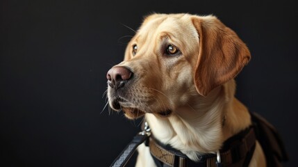 A guide dog with a harness, illustrating help for the visually impaired