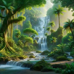 waterfall in tropical forest