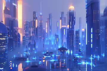 Metaverse city concept 3d render 