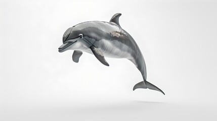 Obraz premium Graceful Dolphin Leaping Against a Clean White Background. Perfect for Educational and Creative Projects. Digital Illustration. AI