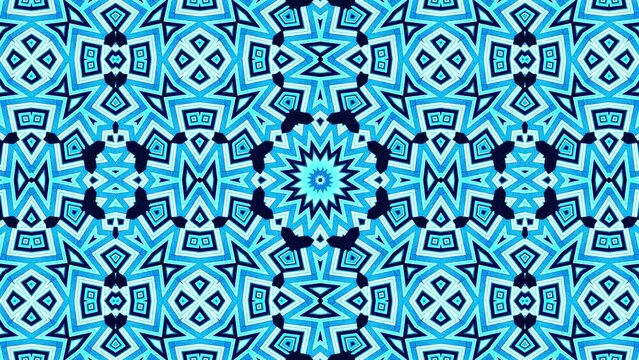 Blue abstract kaleidoscope background animation, seamless loop. 4k video