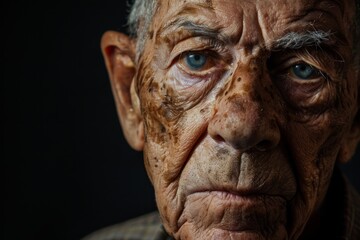 Elder Abuse Awareness: Sad senior Caucasian man. Being tired of life concept