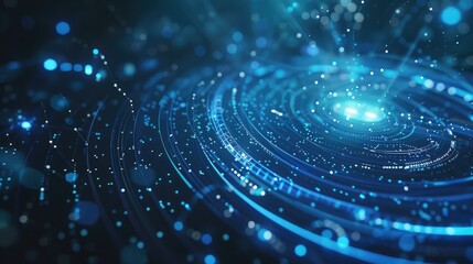 Futuristic abstract blue background featuring digital elements and glowing highlights