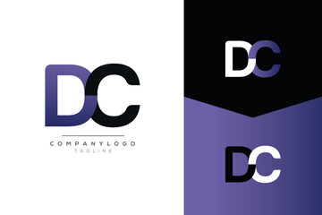 DC or CD D C alphabet initial letter logo design vector template purple and black
