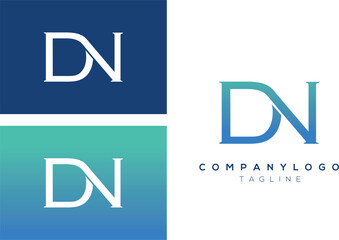 DN and DN Letter Initial Logo Design Template Vector Illustration with blue color