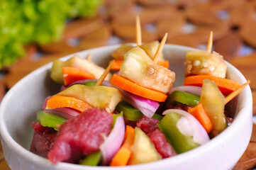 meat skewer with vegetables