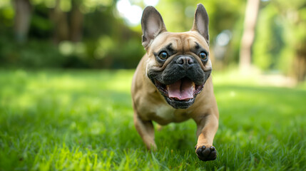 Fototapeta premium french bulldog puppy in green grass