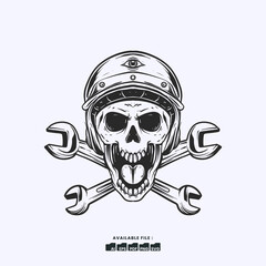 Vector Illustration Rider Motorcycle Badge Illustration Logo Handrawn Vintage