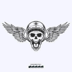 Vector Illustration Rider Motorcycle Badge Illustration Logo Handrawn Vintage