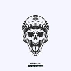 Vector Illustration Rider Motorcycle Badge Illustration Logo Handrawn Vintage