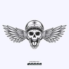 Fototapeta premium Vector Illustration Rider Motorcycle Badge Illustration Logo Handrawn Vintage