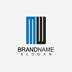 MW Logo or WM Logo. Creative letter MW or WM monogram logo template.
