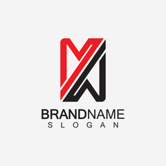 MW Logo or WM Logo. Creative letter MW or WM monogram logo template.