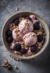 Blackberry Ice Cream with Granola