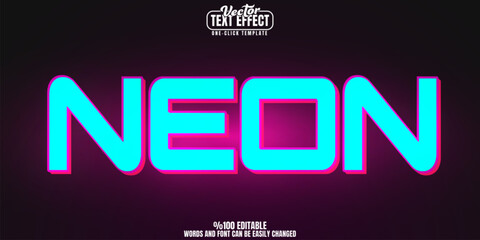 Neon editable text effect, customizable glow and laser 3D font style