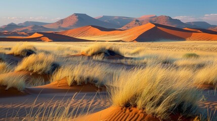 A desert landscape with a lone tree in the foreground