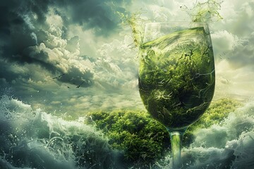 create an image of Mother Nature at her worst  brewing in a glass