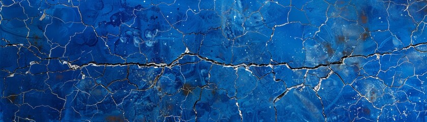 A deep cobalt blue background with a subtle crackle texture, aged paint or a weathered surface
