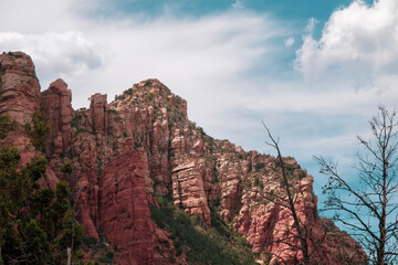 Cliff face and whispy clouds near Sedona, Arizona
