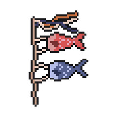Fototapeta premium fish flag pixel art for dynamic digital projects and designs.