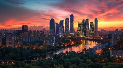 Fototapeta premium view from drone over Hillsborough river and tall buildings